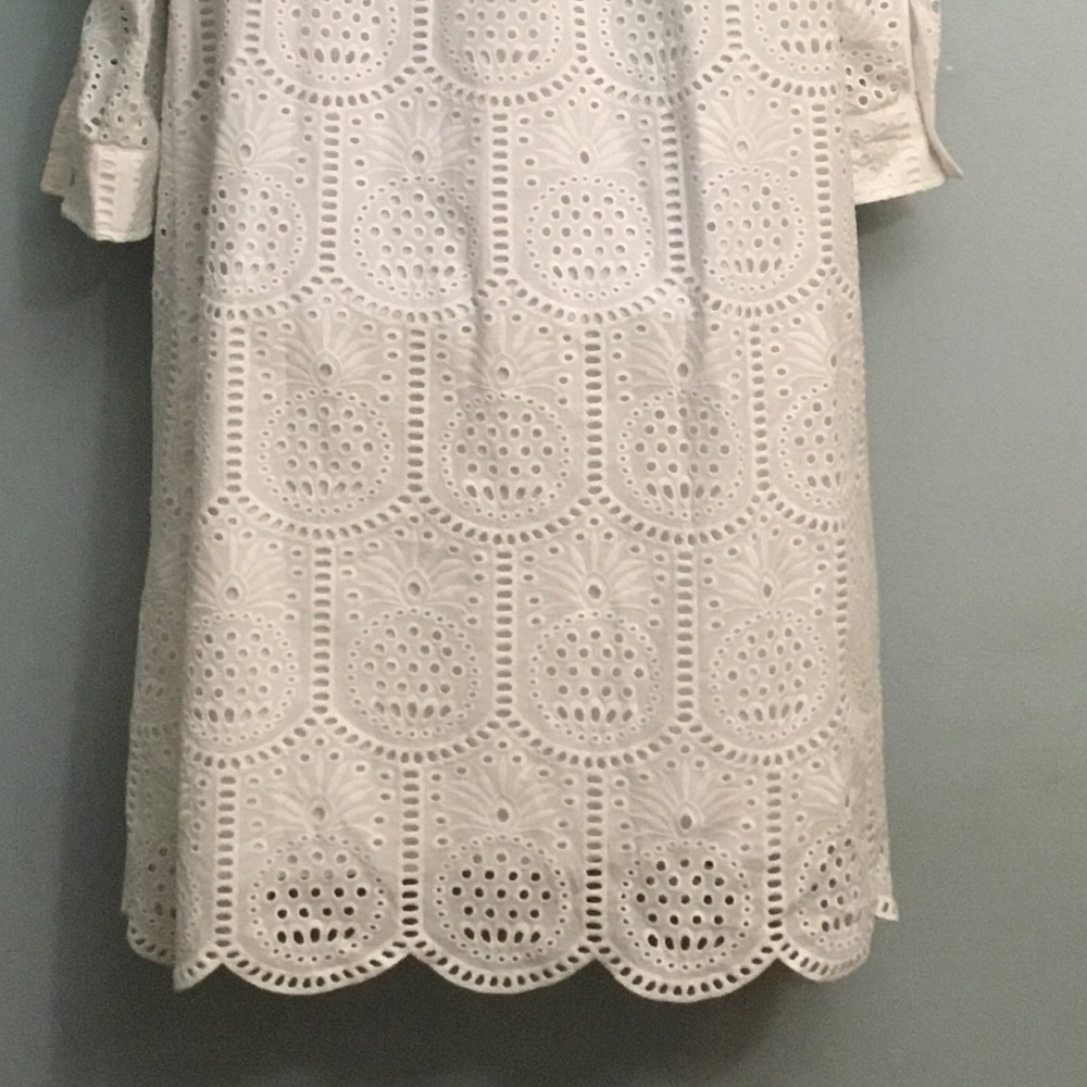 Lilly Pulitzer White Eyelet Button-Front Long Sleeve Dress - Picture 8 of 16